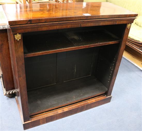 A Victorian rosewood open fronted bookcase, W.3ft